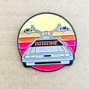 Back to the Future Retro Car Enamel Pin “OUTATIME” 80s Time Travel Movie McFly
